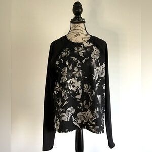 Floral Black and Gray Women's Workout Top